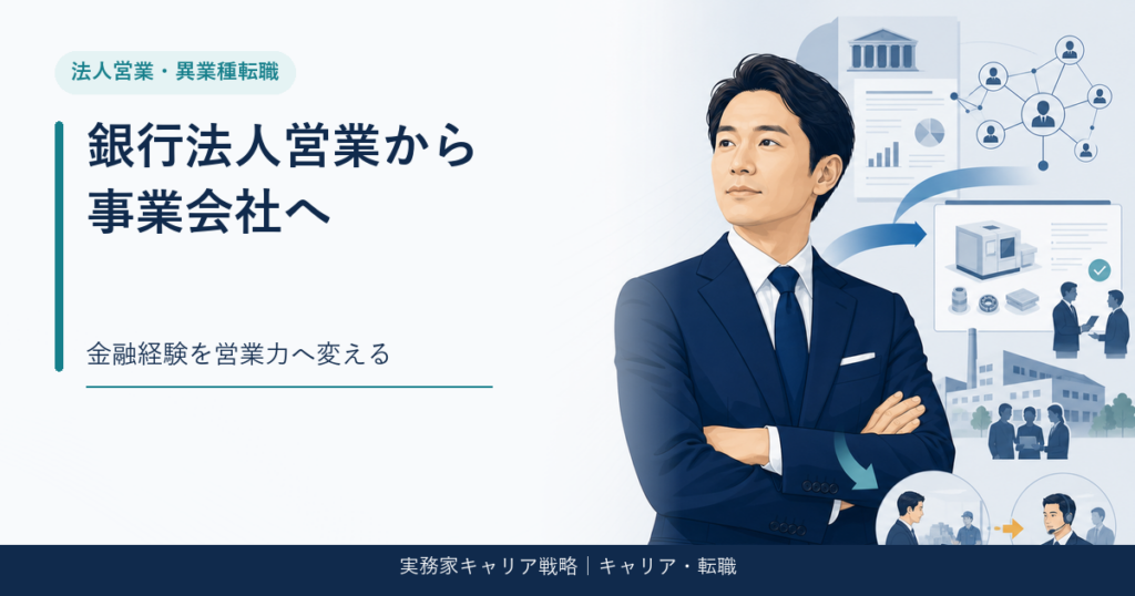 銀行の法人営業から事業会社営業への経験転換を示すアイキャッチ画像