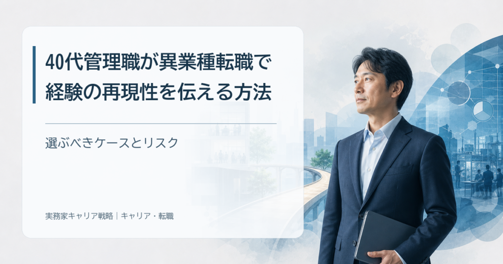 40代管理職が異業種転職で経験の再現性を伝える方法