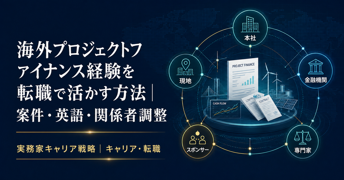 海外プロジェクトファイナンス経験を案件・英語・関係者調整へ分解するグローバル構造図